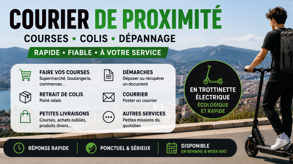Coursier de proximité – Courses, Colis, Dépannage | Toulon • La Valette • La Seyne